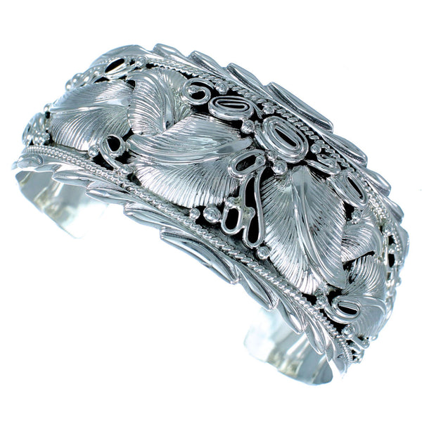 Navajo Scalloped Leaf Sterling Silver Cuff Bracelet SX110412