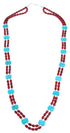 Coral Turquoise Sterling Silver Navajo Indian Bead Necklace RX111005