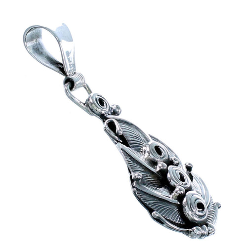 Navajo Authentic Sterling Silver Scalloped Leaf Pendant RX111519