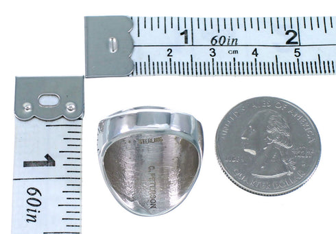 14KG Sterling Silver Navajo Kokopelli Water Wave Calvin Peterson Ring Size 10-3/4 SX111629