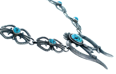 Turquoise Old Pawn Style Sterling Silver Navajo Naja Necklace Set SX111774