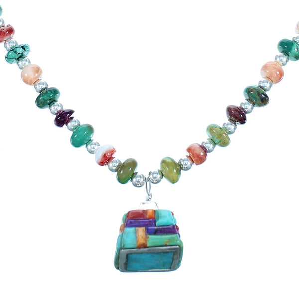 Sterling Silver Multicolor Bead Necklace SX112409