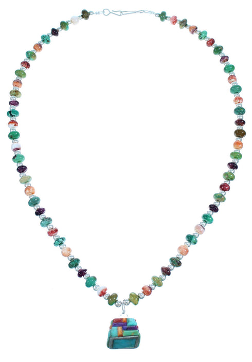 Sterling Silver Multicolor Bead Necklace SX112409