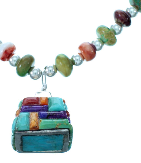 Sterling Silver Multicolor Bead Necklace SX112409