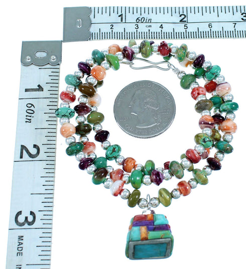 Sterling Silver Multicolor Bead Necklace SX112409