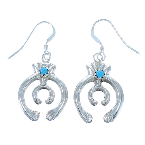 Turquoise Naja Navajo Sterling Silver Hook Dangle Earrings RX112491