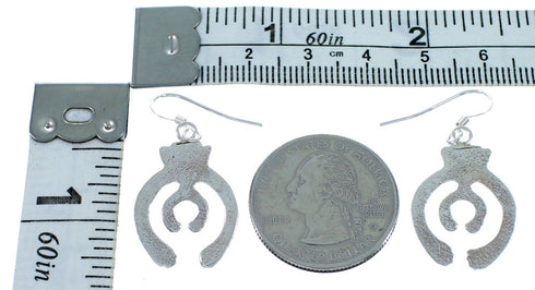 Turquoise Naja Navajo Sterling Silver Hook Dangle Earrings RX112491