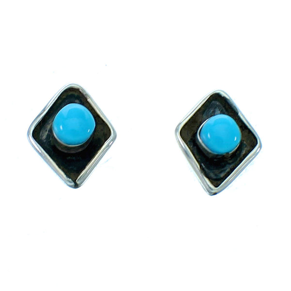 Zuni Turquoise Sterling Silver Post Stud Earrings SX112628
