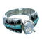 Turquoise Inlay Sterling Silver Southwestern Cubic Zirconia Wedding Ring Size 6-1/2 LX113101
