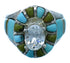 Cubic Zirconia Turquoise Sterling Silver Wedding Ring Size 6-1/2 LX113115