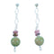 Turquoise And Rhodochrosite Sterling Silver Bead Post Dangle Earrings RX114082
