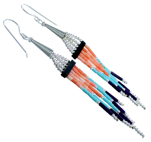 Sterling Silver Multicolor Bead Hook Dangle Earrings RX114063