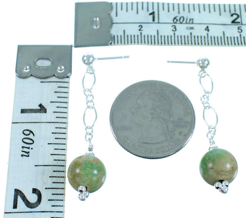Southwestern Genuine Sterling Silver Turquoise Bead Post Dangle Earrings LX114114