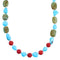 Coral and Turquoise Southwestern Genuine Sterling Silver Bead Necklace LX114212
