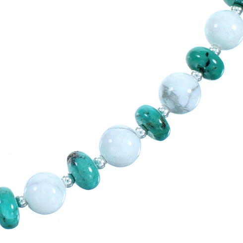 Sterling Silver Turquoise Howlite Bead Necklace RX114218