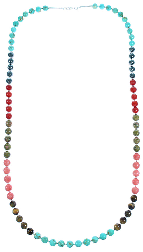 Multicolor Southwest Sterling Silver Bead Necklace RX114817