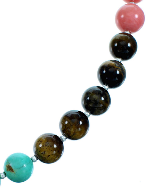 Multicolor Southwest Sterling Silver Bead Necklace RX114817