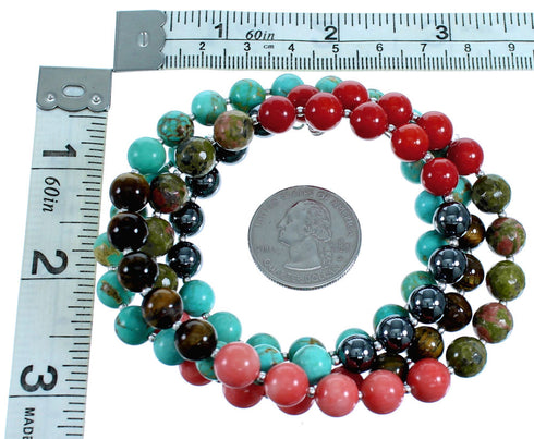 Multicolor Southwest Sterling Silver Bead Necklace RX114817