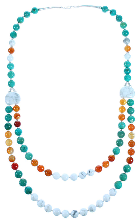 Multicolor Authentic Sterling Silver 2-Strand Bead Necklace RX114915