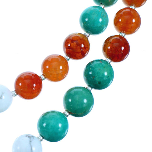 Multicolor Authentic Sterling Silver 2-Strand Bead Necklace RX114915