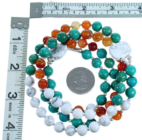 Multicolor Authentic Sterling Silver 2-Strand Bead Necklace RX114915