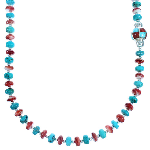 Sterling Silver Multicolor Southwestern Bead Necklace SX115009