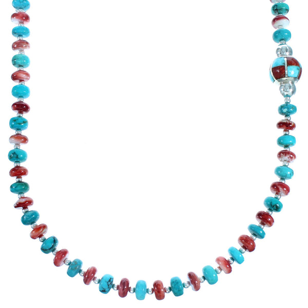 Sterling Silver Multicolor Southwestern Bead Necklace SX115009