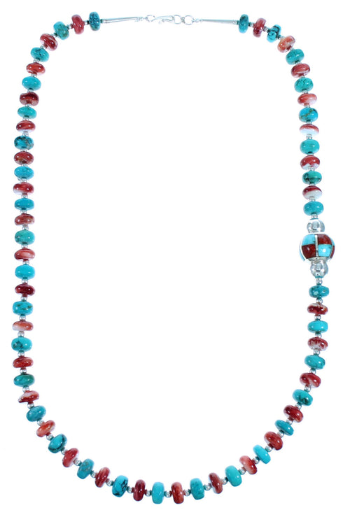 Sterling Silver Multicolor Southwestern Bead Necklace SX115009