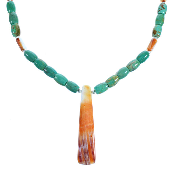 Genuine Sterling Silver Turquoise Oyster Shell Bead Necklace RX115099