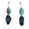 Turquoise Onyx Southwest Sterling Silver Bead Post Dangle Earrings RX115138