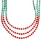 Turquoise Coral Sterling Silver 3-Strand Bead Necklace RX115203