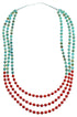 Turquoise Coral Sterling Silver 3-Strand Bead Necklace RX115203