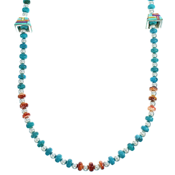 Multicolor And Sterling Silver Bead Necklace SX115338