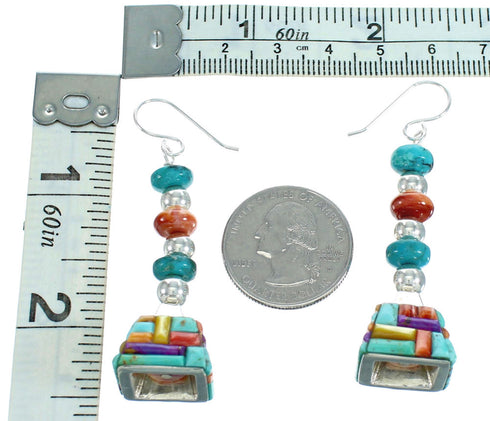 Multicolor And Sterling Silver Bead Hook Dangle Earrings SX115342