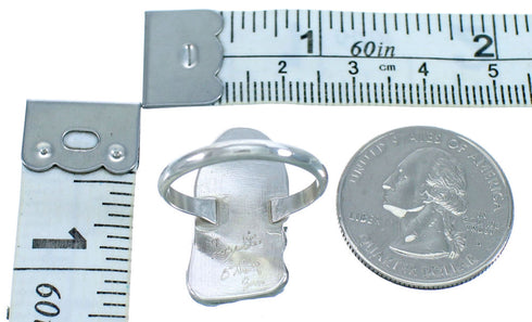 Native American Silver Turquoise Coral Ring Size 8-1/2 FX26922