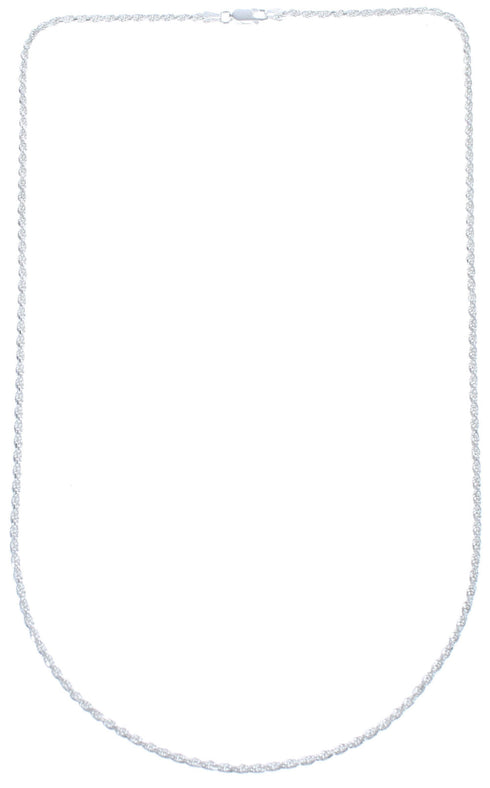 Sterling Silver Italian Rope Chain 18" Necklace JX120892