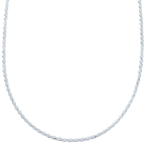 Genuine Sterling Silver Italian Rope Chain 18" Necklace JX120880