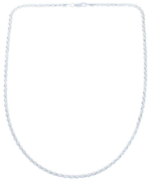 Authentic Sterling Silver Italian Rope Chain 18" Necklace JX120883