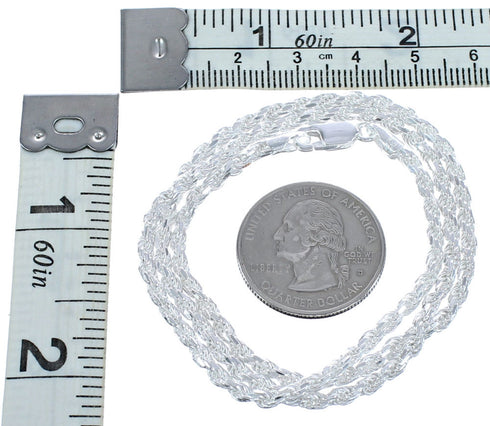 Genuine Sterling Silver Italian Rope Chain 18" Necklace JX120880