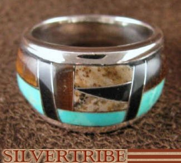 Sterling Silver Tiger Eye Multicolor Inlay Ring Size 5-3/4 NS36572