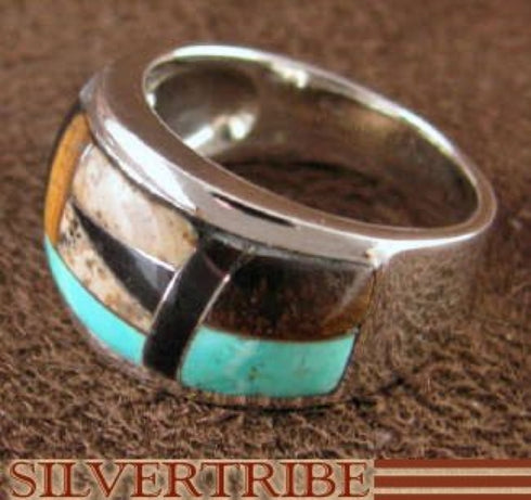 Sterling Silver Tiger Eye Multicolor Inlay Ring Size 5-3/4 NS36572