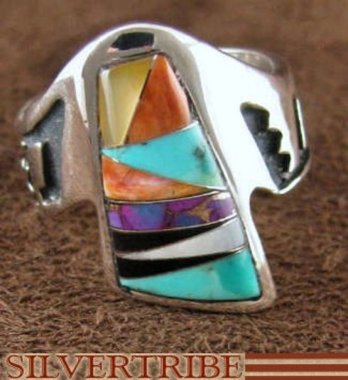 Multicolor Inlay Jewelry Sterling Silver Ring Size 6-1/4 AS37247