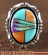 Turquoise Multicolor Inlay Sterling Silver Ring Size 5-3/4 DS38940