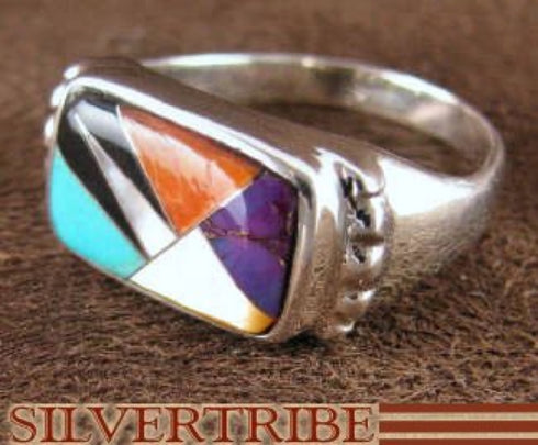 Oyster Shell Multicolor Inlay Sterling Silver Ring Size 7-1/2 NS38675