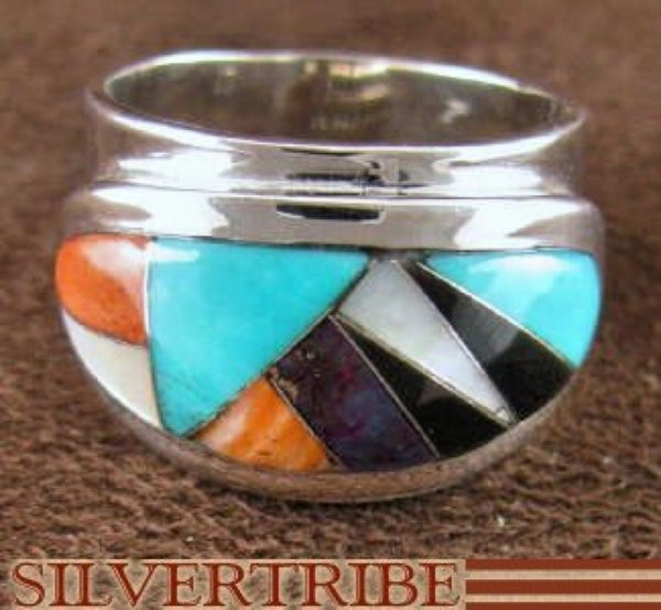 Oyster Shell Multicolor Inlay Sterling Silver Ring Size 7-1/4 NS38841