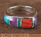 Silver Red Oyster Shell Multicolor Inlay Ring Size 6-1/2 NS39134