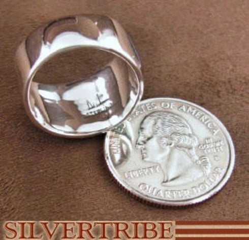 Sterling Silver And Multicolor Inlay Ring Size 8-1/4 DS42382