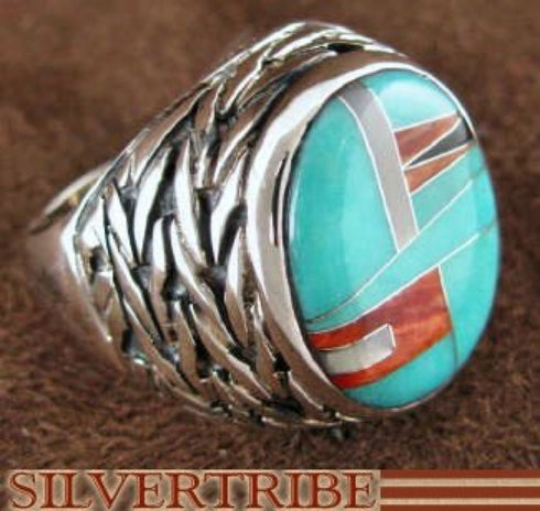Multicolor Inlay And Sterling Silver Ring Size 9-3/4 DS43686