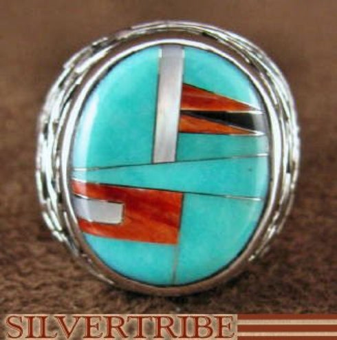 Multicolor Inlay And Sterling Silver Ring Size 9-3/4 DS43686
