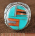 Turquoise And Multicolor Inlay Sterling Silver Ring Size 9-3/4 DS43706